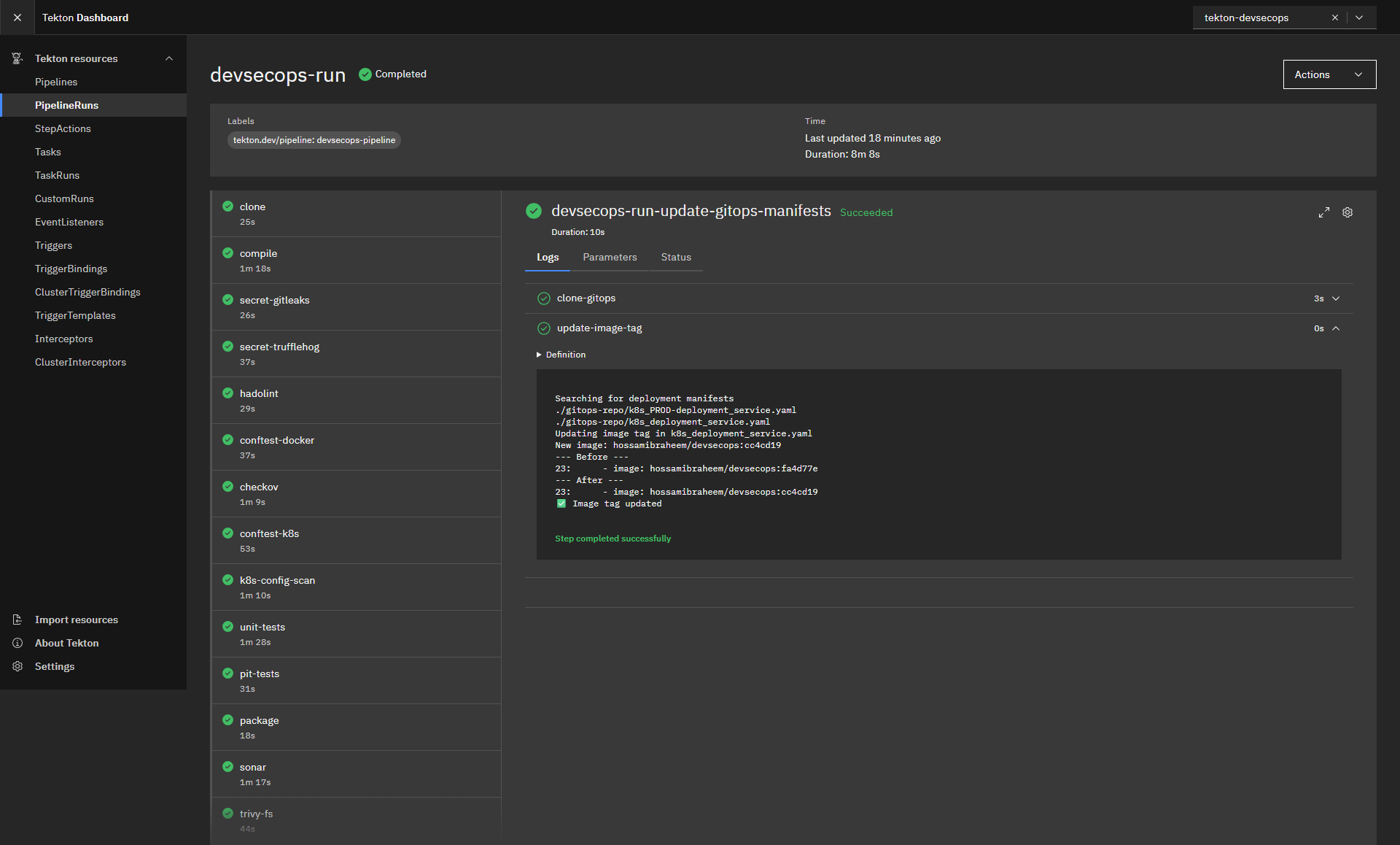 Tekton Pipeline Run1